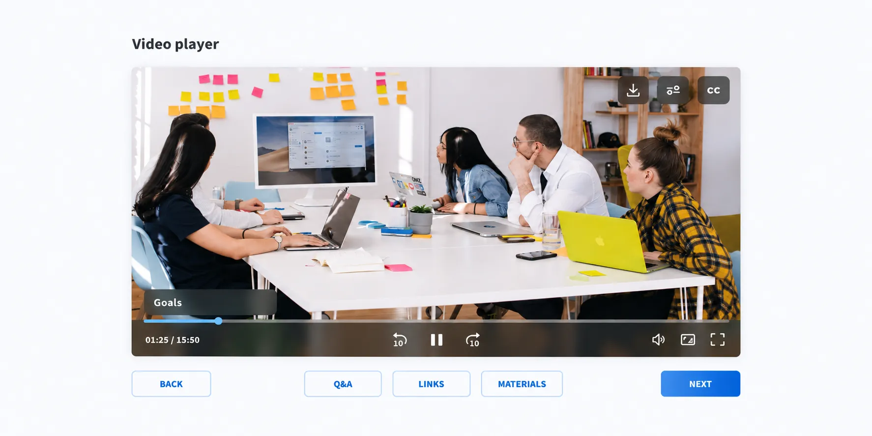 The video lesson player
