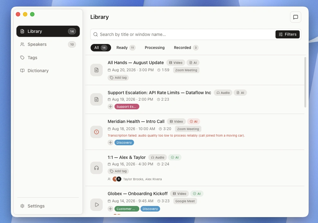 The HiveRecall library