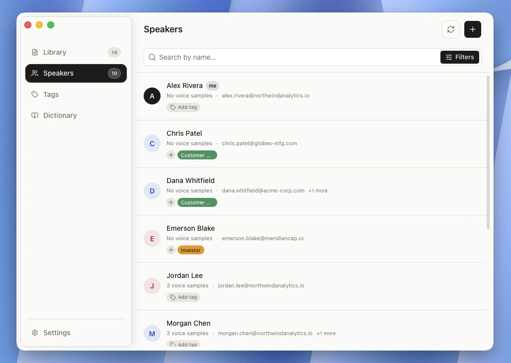 The speakers directory