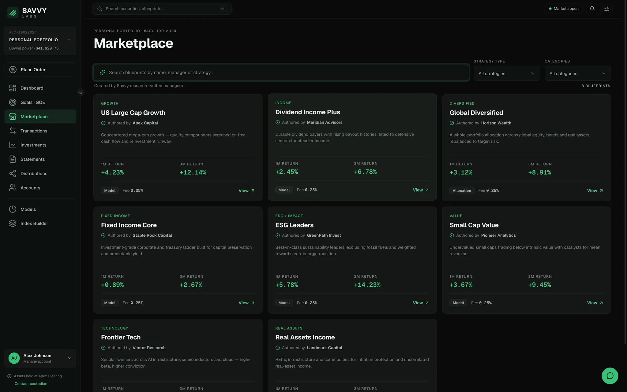 The Savvy strategy marketplace