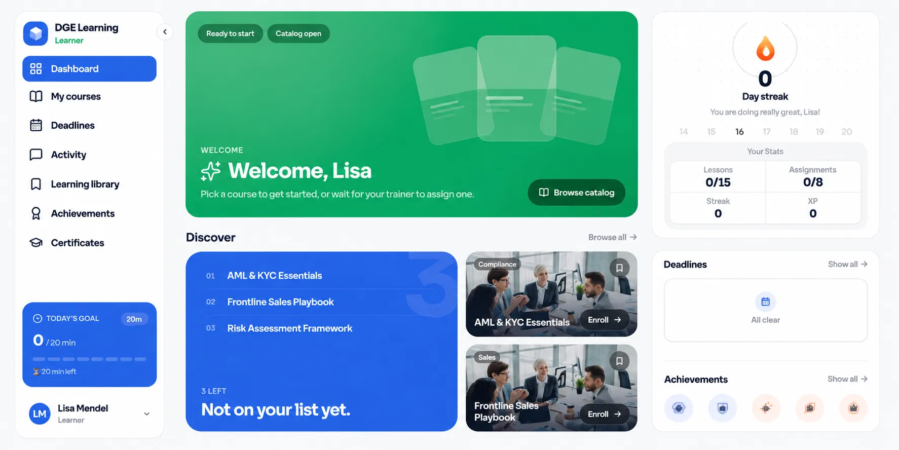 The learner dashboard
