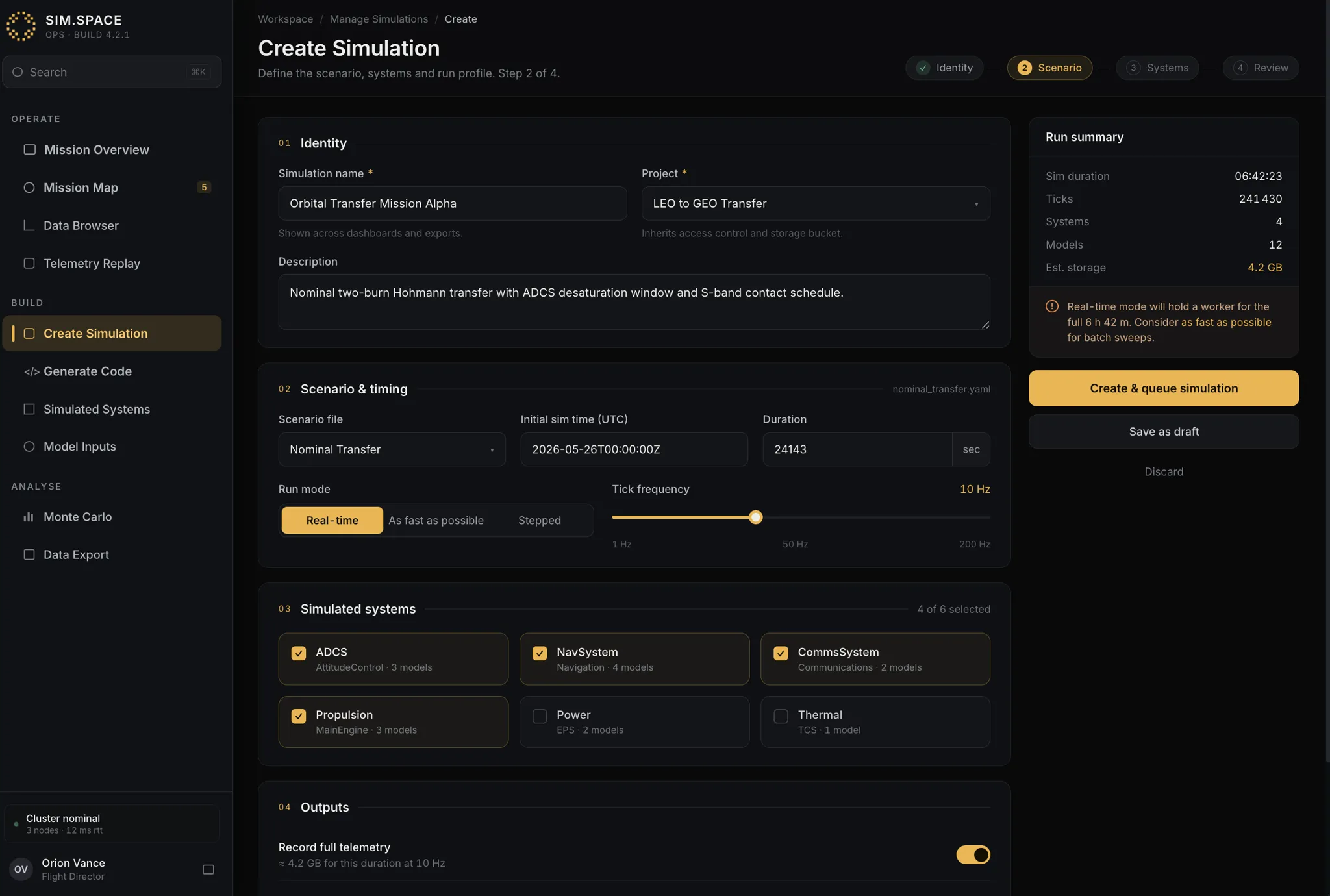 Creating a new simulation
