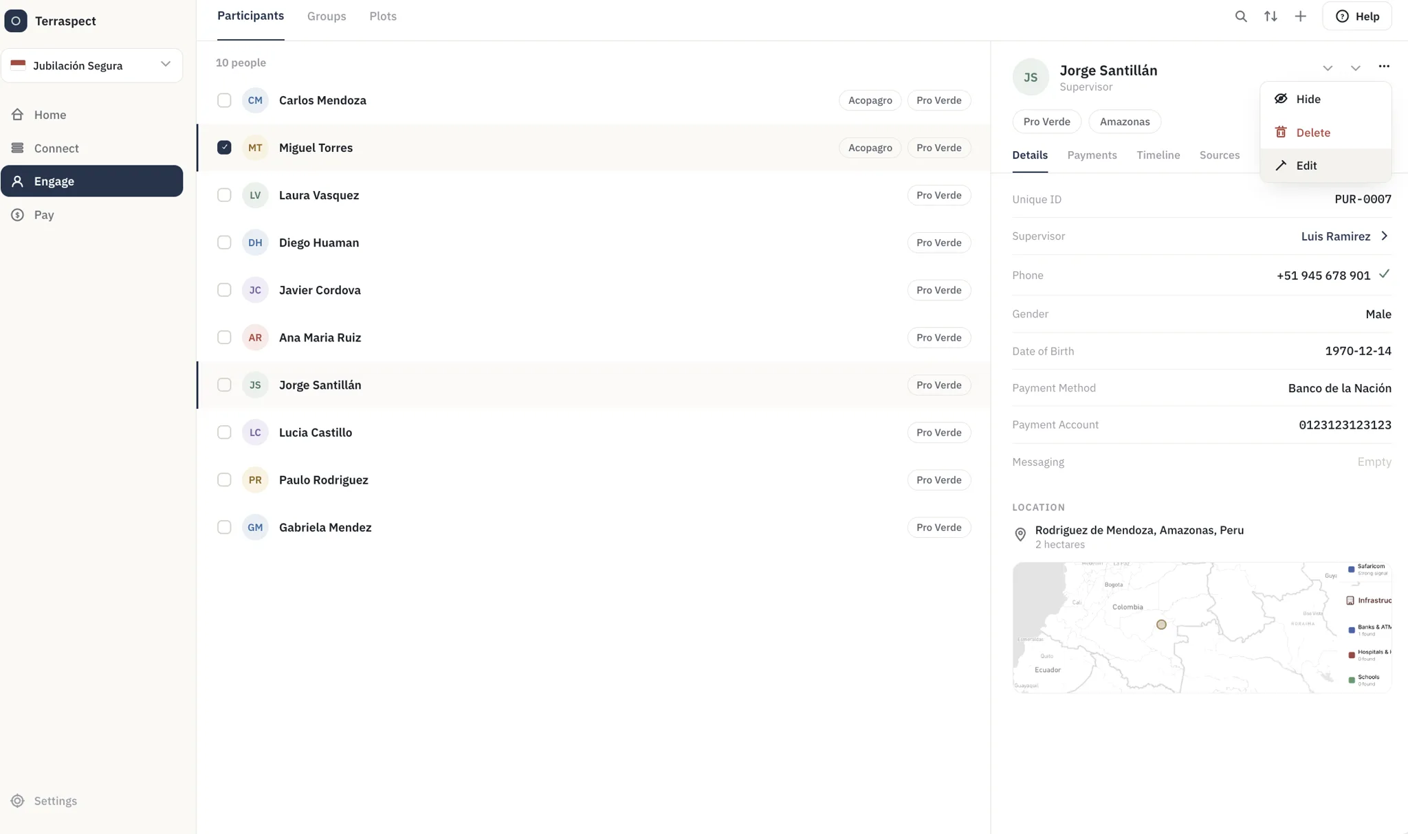 The Terraspect participants registry