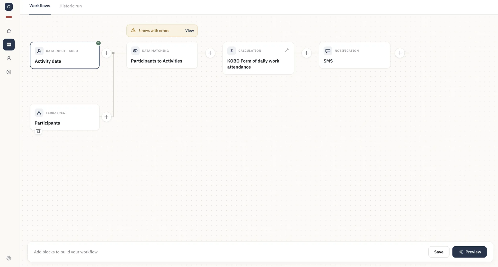 The Terraspect workflow builder